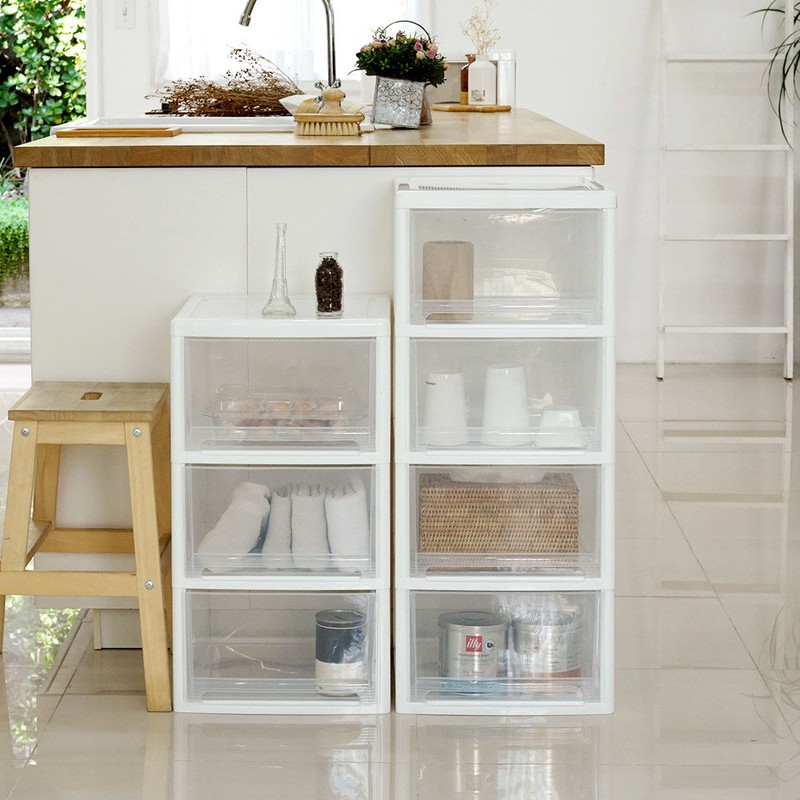 Bono House Max transparent chest of drawers 4 tiers (transparent/dark