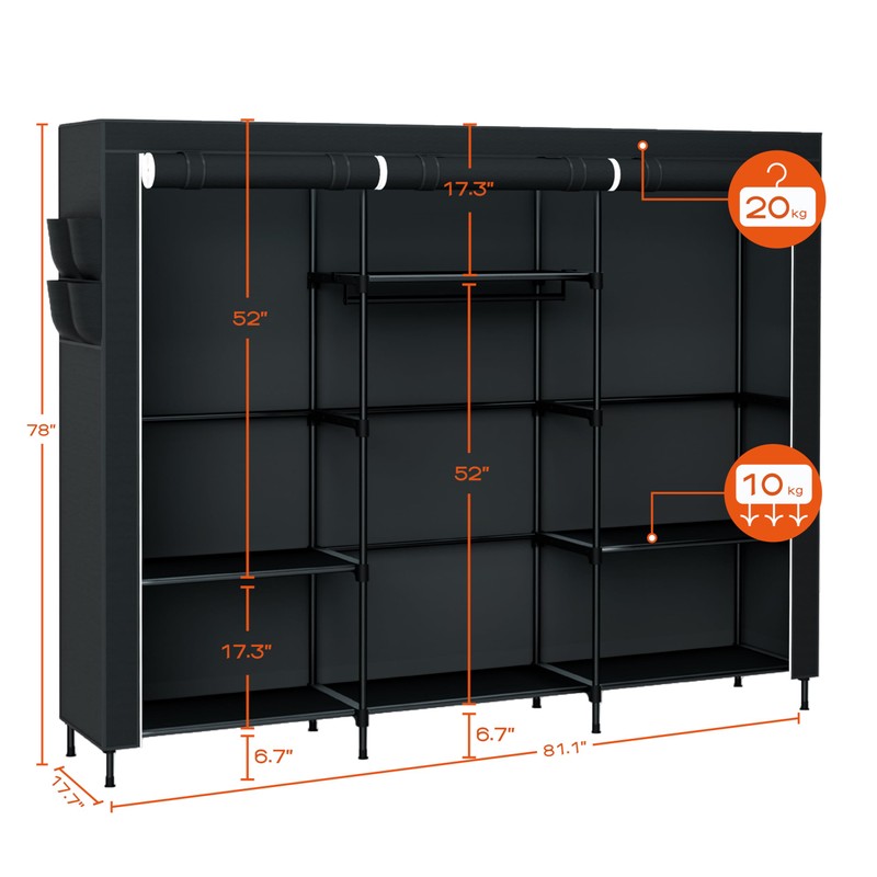 CASAMAYA Portable Closet, 81.1 Inch Extra Large Capacity Wardrobe Closet