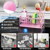 Cisily Pink Kitchen Sink Caddy Organzier with High Brush Holder,