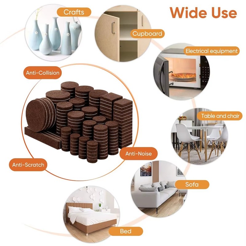300-Piece Self-Adhesive Felt Furniture Pads for Hardwood Floor Protection –