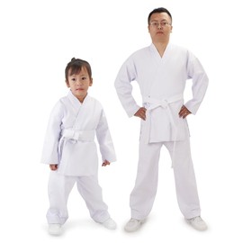 Life & Hope Karate Clothes, 100% Cotton, 3-Piece Set, Top and Bottom & Belt, Unisex, Size 43.3 - 74.8 inches (110 - 190 cm) (110 cm), white