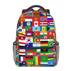 Keiutexe Worlds Flag Backpack With Adjustable Padded Shoulder Straps 17 Inch Daypacks For College Travel