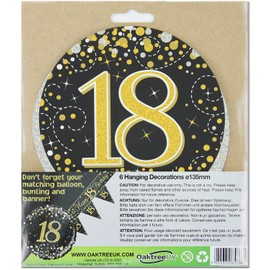 OakTree Sparkling Fizz Hanging Swirls 20th Black/Gold 6pcs