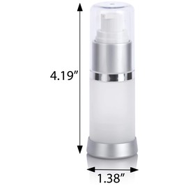 JUVITUS (6 PACK) 15 ml / 0.50 oz Frosted Airless Acrylic Foundation Bottle with Clear Cap + Funnel