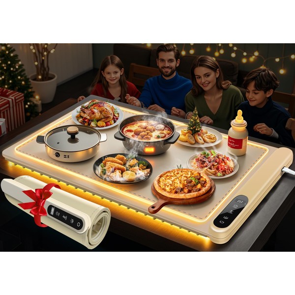 Upgraded Food Warming Mat with Light,Warming Mat for Food,Electric Warming