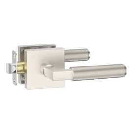 Amerdeco 1 Pack Matte Black Passage Knurled Door Handles, Heavy Duty Non-Locking Door Lever for Hall, Closet, Office Area, Shopping Malls AM038