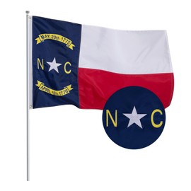 Pessbulmm North Carolina Embroidered State Flag 4x6 Ft Heavy Duty Outdoor Flag with Brass Grommets Reinforced Stitching, All-Weather NC Banner for Home, Garden or Office Decor