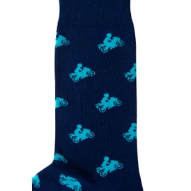 Calcetines AUSCUFFLINKS para él y ella | Regalo unisex para adultos | Calcetines de alta calidad, algodón 80%, nailon 15%, elastano 10% | Talla única, unisex | Azul, navidad | Motocicleta | 1 par