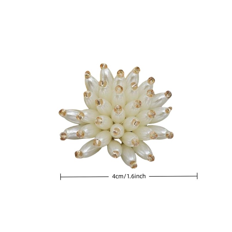 White Pearl Rhinestone Crystal Flower Shoe Clips Pair for Women