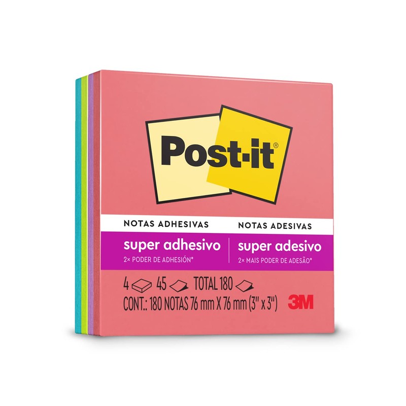 Post-it Notas Sper Adhesivas, Doble poder de adhesin, Colores Nen,