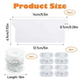 Lamellenvorhang Ersatzteile, 10 Stück Lamellenvorhang Beschwerungsplatten mit 10m Vertikal Rollokette Endloskette und 4 Kettenverbinder für Home Büro Vorhang Fenster Zubehör