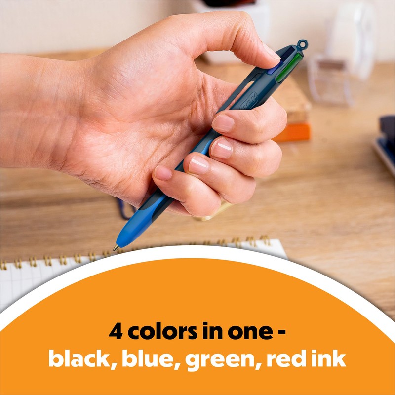 BIC 4-Color Smooth Retractable Ballpoint Pens, Medium Point (1.0mm), 3-Count