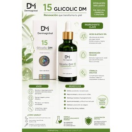 Glicolic DM 15, Suero Facial con Ácido Glicólico, Exfoliante Químico, Hidratación Profunda, 50 ml