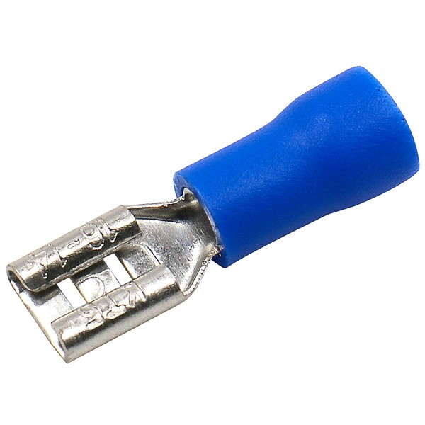 Baomain 0.187" Blue Female Insulated Spade Wire Connector 3/16'' Electrical Crimp Terminal 16-14 AWG 4.8 x 0.5mm FDD2-187 Pack of 100