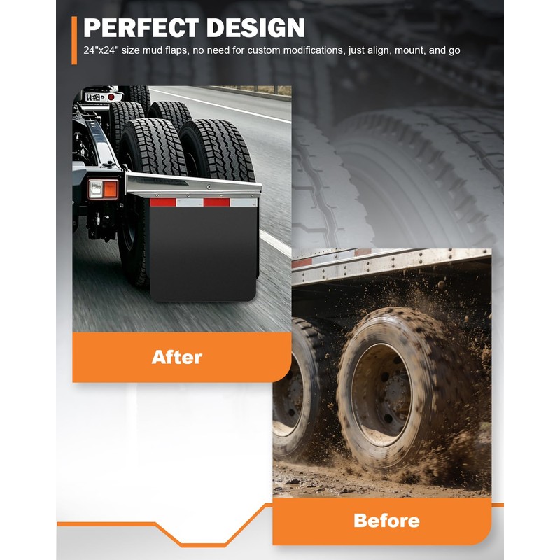 TIROL 24"x24" Mud Flaps for Semi Trucks - Heavy Duty