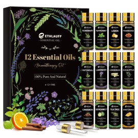 Top 12 Essential Oils Set, Pure Essential Oil for Diffuser, Humidifiers, Skin Care, Massage, Fragrance Oil Scent for DIY Candle and Soap Making, Gift for Friend