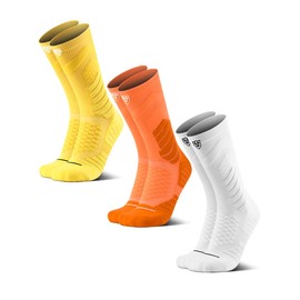 men's crew socks for sports (US, Alpha, X-Large, Regular, Regular, Multiple (1 yellow, 1 orange, 1 white))