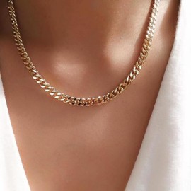 QueenBee 14K Gold Cuban Necklace 8mm 50cm, Gold Curb Chain Necklace for Women, Quality Gold 8mm Cuban Necklace for Her, Hypoallergenic Gold Cuban Necklace Gift, Birthday Gift for Her, Valentine’s Day Gold, Mother's Day
