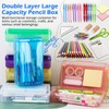 YILANCOL 1 Pack Double Layer Hard Pencil Cases, Plastic Translucent