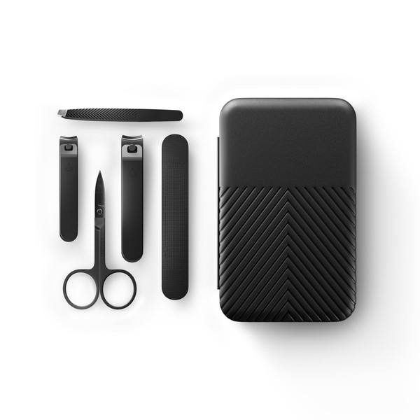 MANSCAPED™ Shears 3.0, 5-Piece Precision Men’s Nail Grooming Travel Kit, Stainless Steel Manicure Set with Fingernail & Toenail Clippers, Nail File, Slant Tip Tweezers, Cuticle Scissors, Travel Case