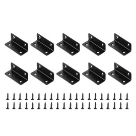sourcing map 10Pcs L-Shaped Brackets Corner Brace, 0.98"x0.98"x2.36" Corner Bracket Shelf Bracket Right Angle Brackets for Wood Shelves Furniture (25x25x60mm, Black)