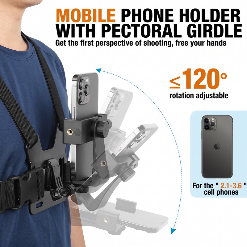 Adjustable Chest Phone Mount Holder for Hands-Free Recording – Secure