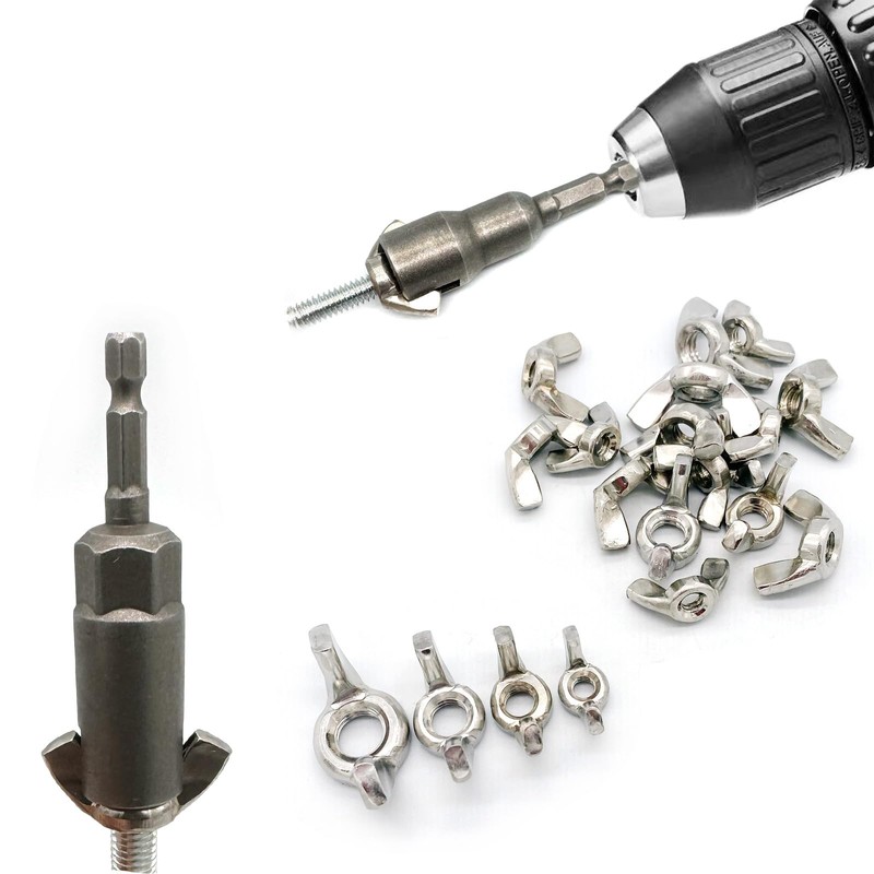 Yoliko 2 Pcs 1/4" 5/16" 3/8" Wing Nut Driver Wing