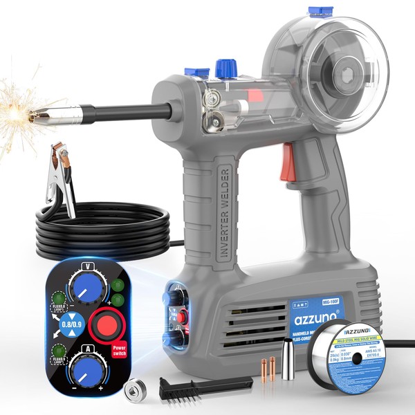 AZZUNO 100Amp Handheld MIG Welder Machine, Gasless MIG Welder Machine,