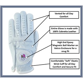 Shocker Funny Golf Gloves Mens - Premium Cabretta Leather Golf Glove with Funny Magnetic Ball Marker, Durable Grip Funny Gag Gift, Men's Adult Shocker White Glove, Adult, Mens, Small to XXL Sizes