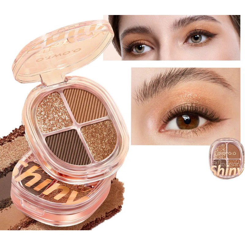 Paletas De Sombras 4 Tonos Brillo Intenso Larga Duración