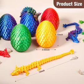 3D Printed Dragon Eggs with Dragon Inside,Surprise Mythical Crystal Egg Fidget Toy,Easter Basket Stuffers Filled Eggs Printed Toys for Kids (Silk Gold)