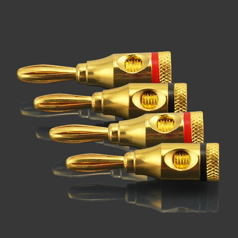 zmart バナナプラグ 金メッキ スピーカー 赤黒4セット 8本 バナナジャック テストリード ワニ口クリップ スピーカー端子