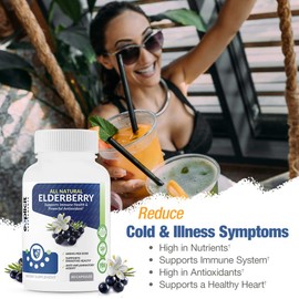 All Natural Elderberry Supplement - Powerful Antioxidant Elderberry Capsules - Extra Strength 1200mg - Supports Immune Health - Made in USA - 2 Month