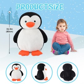Simgoing Giant Penguin Plush Cute Cuddly Big Stuffed Animal Soft Jumbo Penguin Plushie Kawaii Doll Toy Pillow for Girl Boy Girlfriend Teacher Student Birthday Party Gift Award Decor (31.5 Inch)