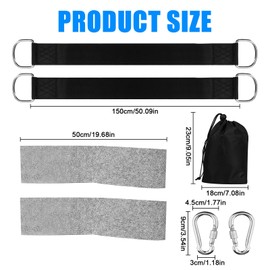 Ruikdly Swing Attachment Pack of 2 Hammock Attachment 1.5 m Attachment Swing Tree with 2 Tree Protection Pads, 2 Heavy Duty Carabiners and D-Rings Holds up to 600 kg with Storage Bag