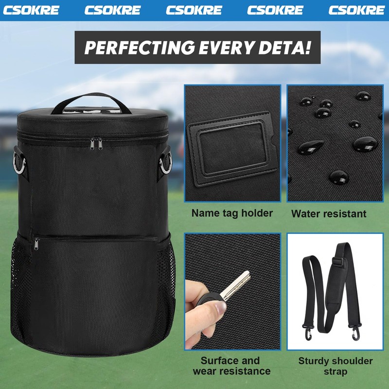 Tennis & Baseball Ball Bag,For Softball, Lacrosse, Pickle Ball, Golf
