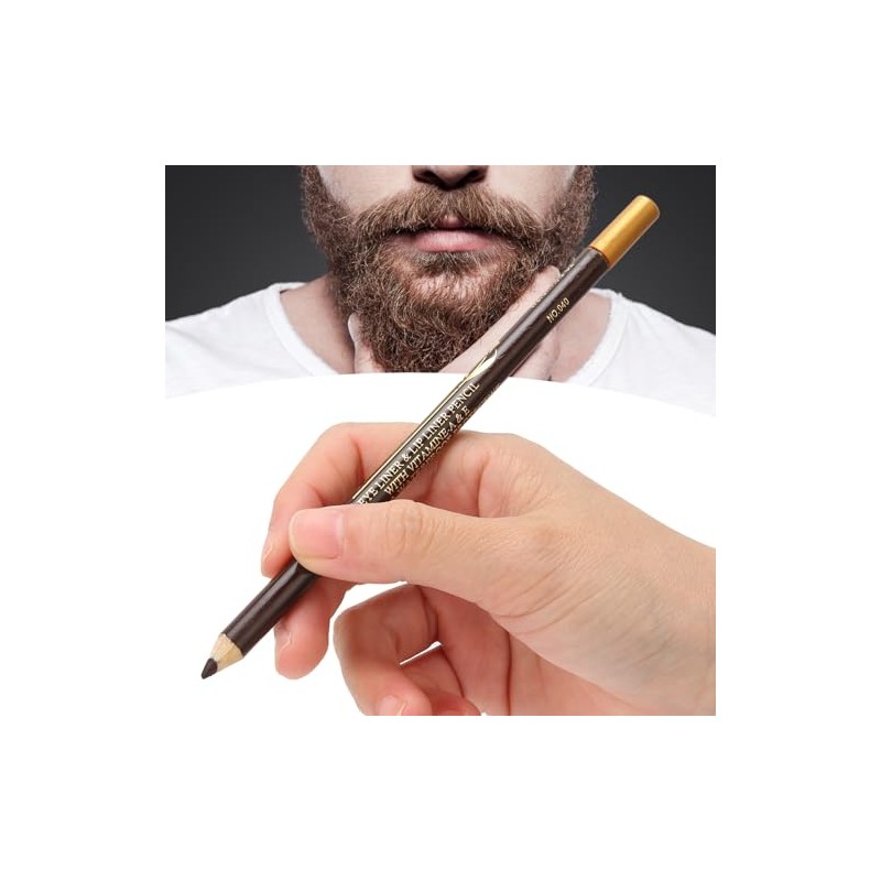 Lápiz de Barbero 3 Piezas, Relleno para Barba Marrón Oscuro,