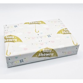 Party Angels 2 Sheets Baby Shower Unisex Golden Umbrella Wrapping Paper New Baby Arrival Gift Wrap Boy or Girl (BGC)