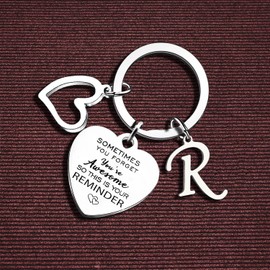 Nfyxcaz Inspirational Gifts for Women Friends Initial Keychain A-Z Letter Keychain Alphabet Keyring Sometimes You Forget You're Awesome Letter Keyring (Letter R)
