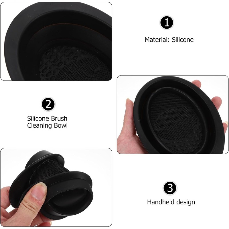 PACKOVE Limpiador de Herramientas de Maquillaje Almohadilla de Silicona, Recipiente