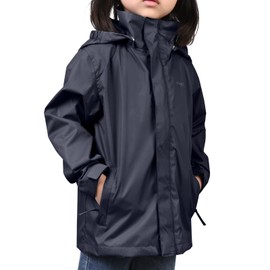 YINGJIELIDE Boys Girls Rain Jacket,Kids Lightweight Waterproof Hooded Raincoats Windbreakers,Outdoor Hiking Coat (7-8, Dark Blue)