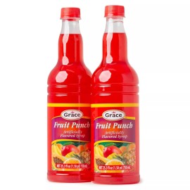 Grace Fruit Punch Syrup 25.5oz - 2 Pack - Jamaican Fruit Flavored Syrup