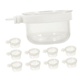 Balacoo - 10 comederos para pájaros pequeños y agua para loros, práctico recipiente para colgar, acrílico, para pájaros, loros, cacatúas, cacatúas, 10 unidades