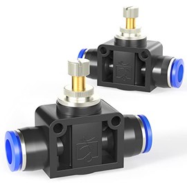 TAILONZ PNEUMATIC Air Flow Control Valve with Push-to-Connect Fitting, in-Line Speed Controller Union Straight - 4MM Tube OD x 4MM Tube OD SCF-4 （Pack of 5）