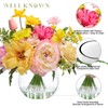 Artificial Flowers Centerpieces in Glass Vase with Fake Water, Silk