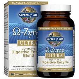 Garden of Life Omega Zyme Ultra, Poderosa Mezcla de Enzimas Digestivas que promueven una Digestin Saludable, Hinchazn y Gases, 90 cpsulas vegetarianas