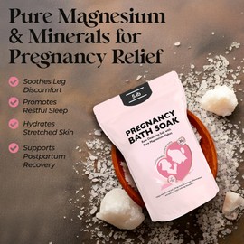 Aromasong Dead Sea Pregnancy Bath Soak 5 LB - Unscented Pure Magnesium Flakes & Minerals - Pregnancy & Postpartum Muscle Aches & Leg Discomfort - Better Absorbs Than Epsom Salt (Packaging May Vary)