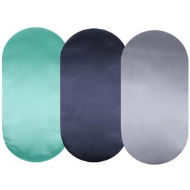 Tontukatu Satin Bassinet Sheet 3 Pack Great for Baby Hair Soft Silk Feeling Snug Fitted Cradle Sheets, for Oval Rectangle Hourglass Bassinet Mattress, Unisex Boy Girl, Green/Navy/Grey