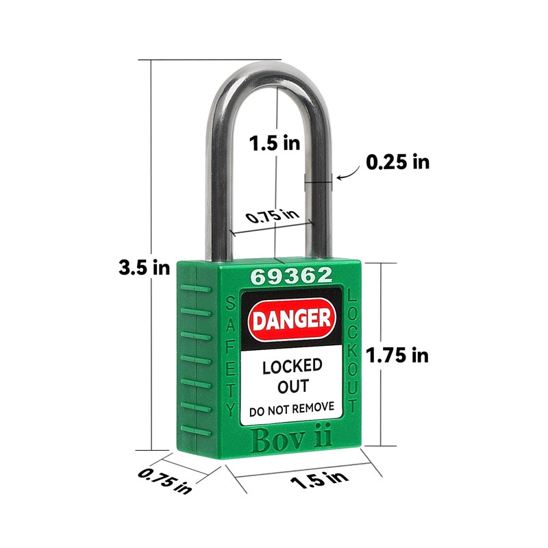 Boviisky 5 Green, Keyed Alike, 1 Keys Per Lock, OSHA