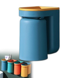 Toothbrush Holder Wall Mounted with Cup,2-in-1 Toothbrush Holders & Cups Set,Inverted design for easy cleaning and draining,Stick-on Toothbrush Holder for Bathroom (Blue)